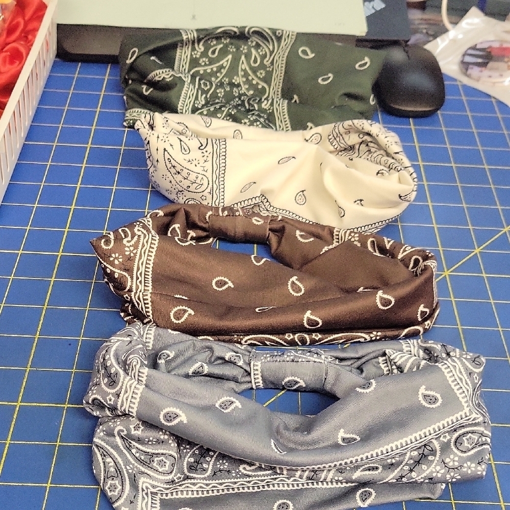 Bundle of 4 Wide Headbands Women Knotted Turban Headband Elastic Non Slip